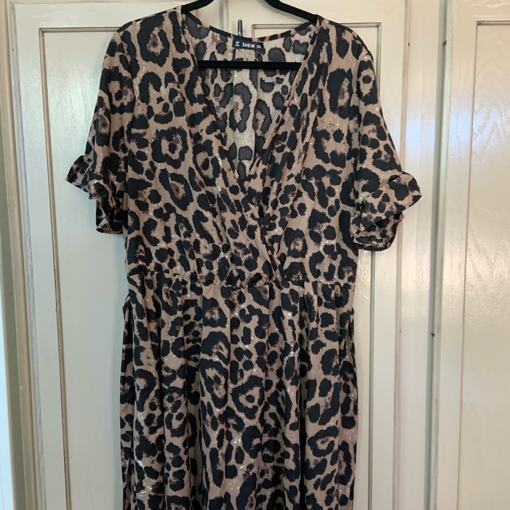 Plus Size Leopard Print Flare Dress